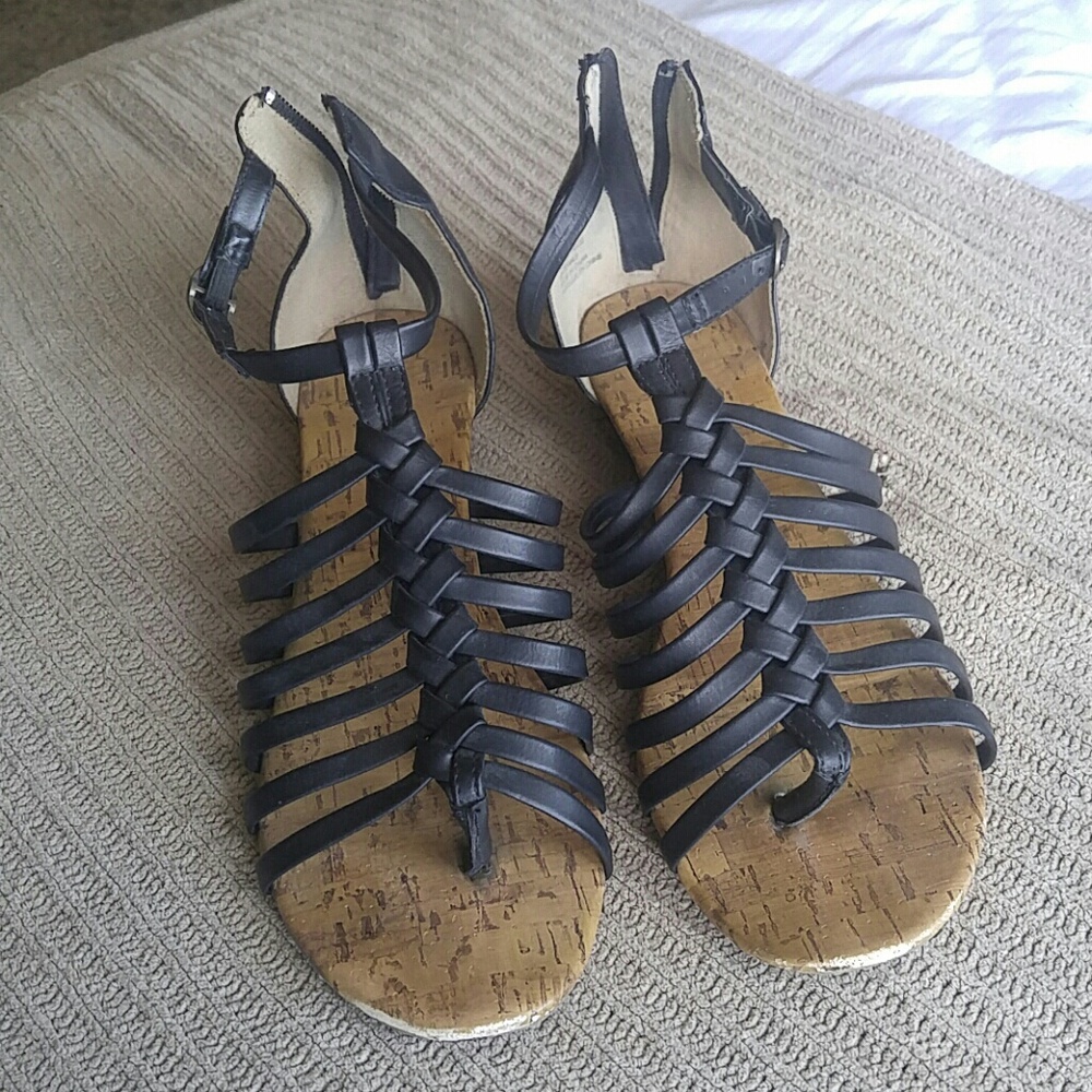 Black Braided Gladiator Sandals